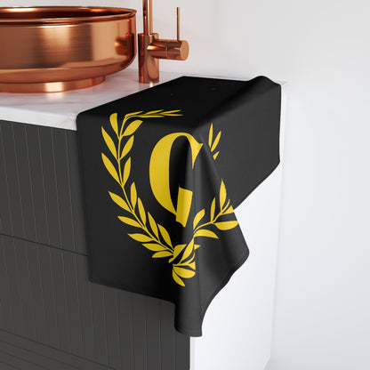 Elegant letter "G" Gold Laurel Monogram Hand Towel