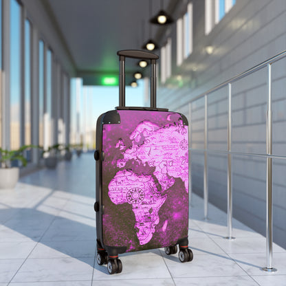 Mauve World Map Suitcase