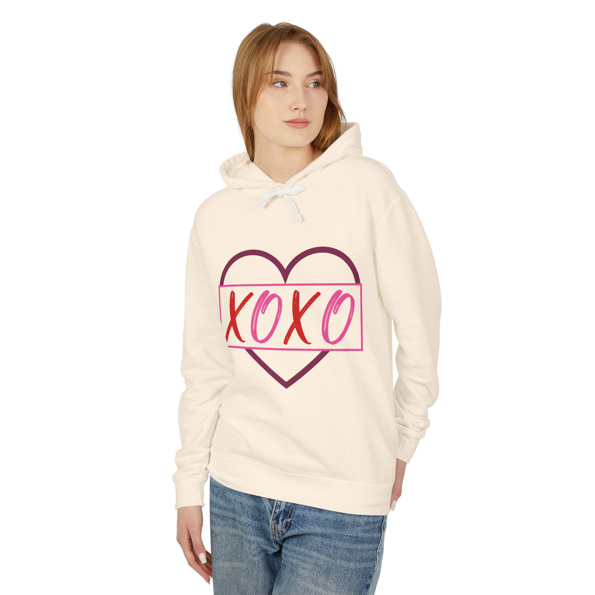 XOXO Romantic Unisex Lightweight Hooded Sweatshirt