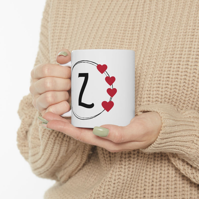 Letter "Z" Monogram Heart Design Coffee Mug