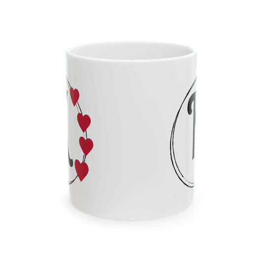 Letter "K" Monogram Heart Design Coffee Mug
