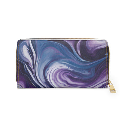 Blue and Purple Marble Swirl Zipper Wallet