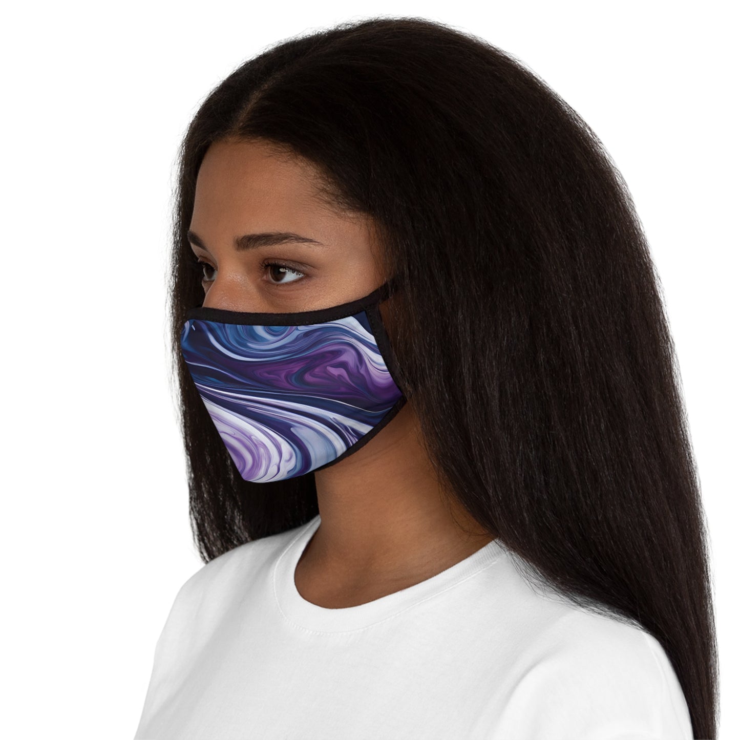 Blue and Purple Marble Swirl Fitted Polyester Face Mask