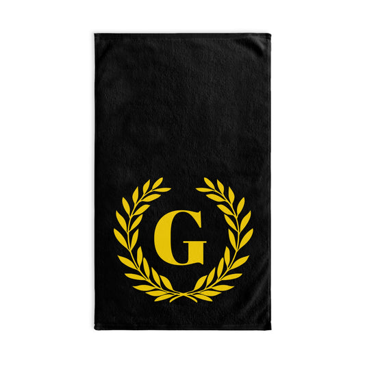 Elegant letter "G" Gold Laurel Monogram Hand Towel