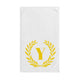 Elegant letter "Y" Gold Laurel Monogram White Hand Towel