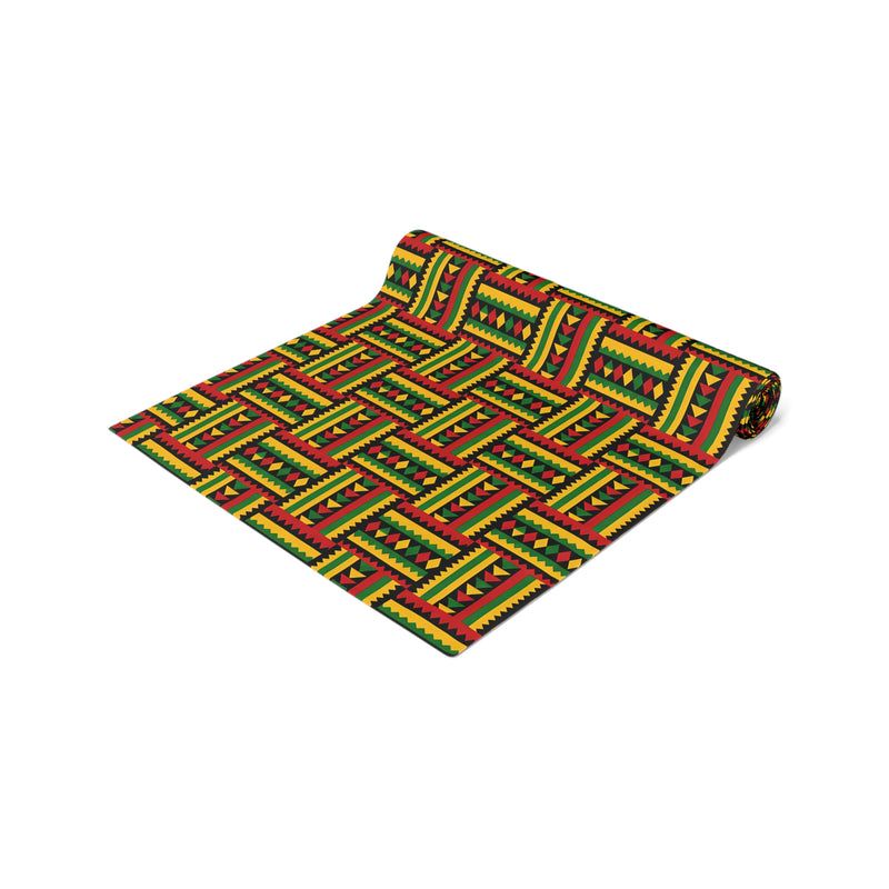 Geometric Colorful Woven Kente Pattern Table Runner