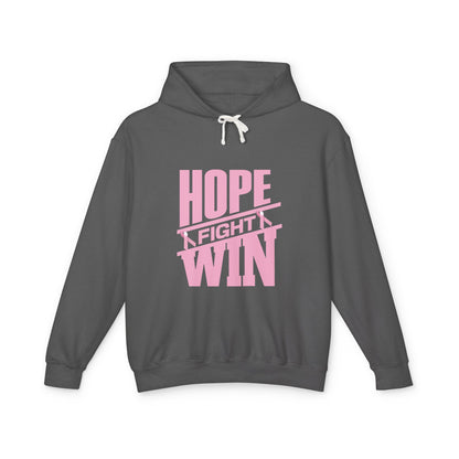 Hope, Fight, Win - Breast Cancer Survivor Lightweight Hooded Sweatshirt