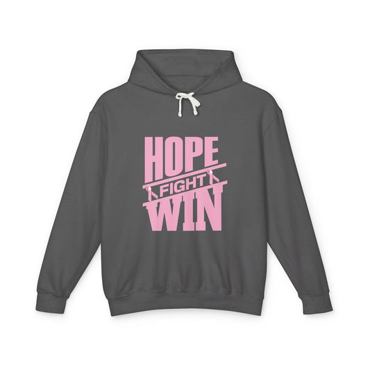 Hope, Fight, Win - Breast Cancer Survivor Lightweight Hooded Sweatshirt