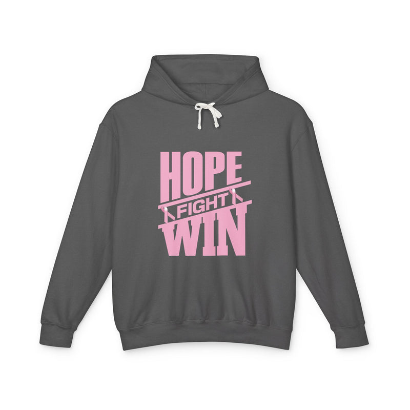 Hope, Fight, Win - Breast Cancer Survivor Lightweight Hooded Sweatshirt