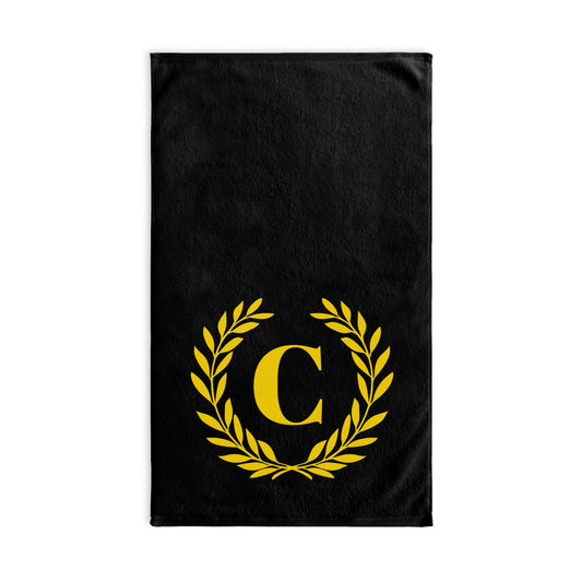 Elegant letter "C" Gold Laurel Monogram Hand Towel