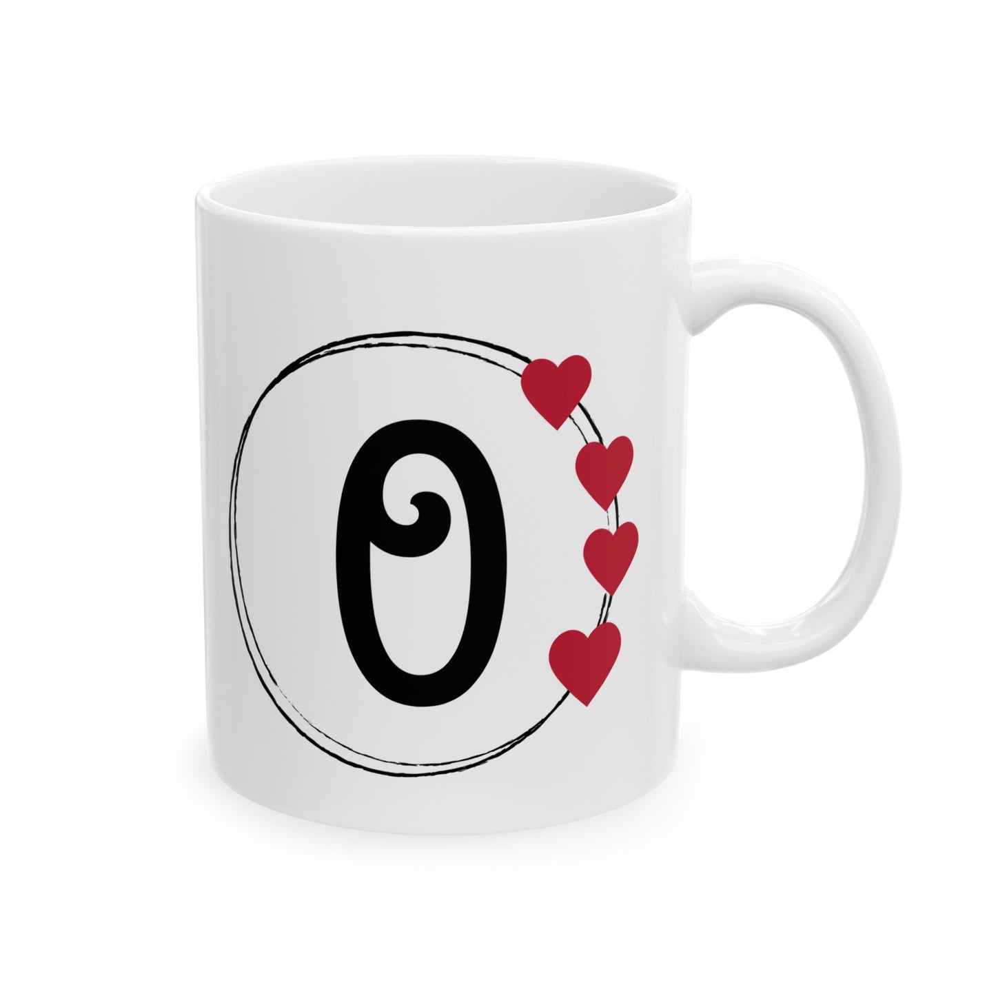 Letter "O" Monogram Heart Design Coffee Mug