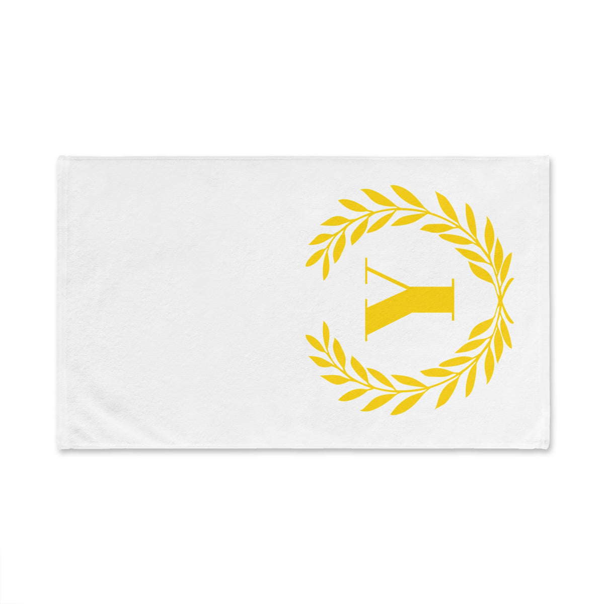 Elegant letter "Y" Gold Laurel Monogram White Hand Towel