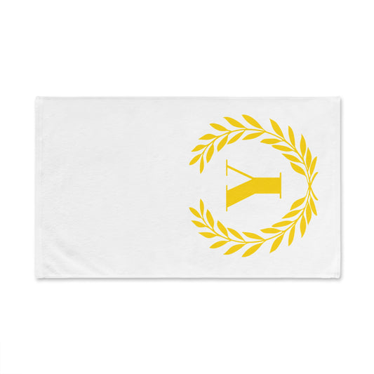 Elegant letter "Y" Gold Laurel Monogram White Hand Towel