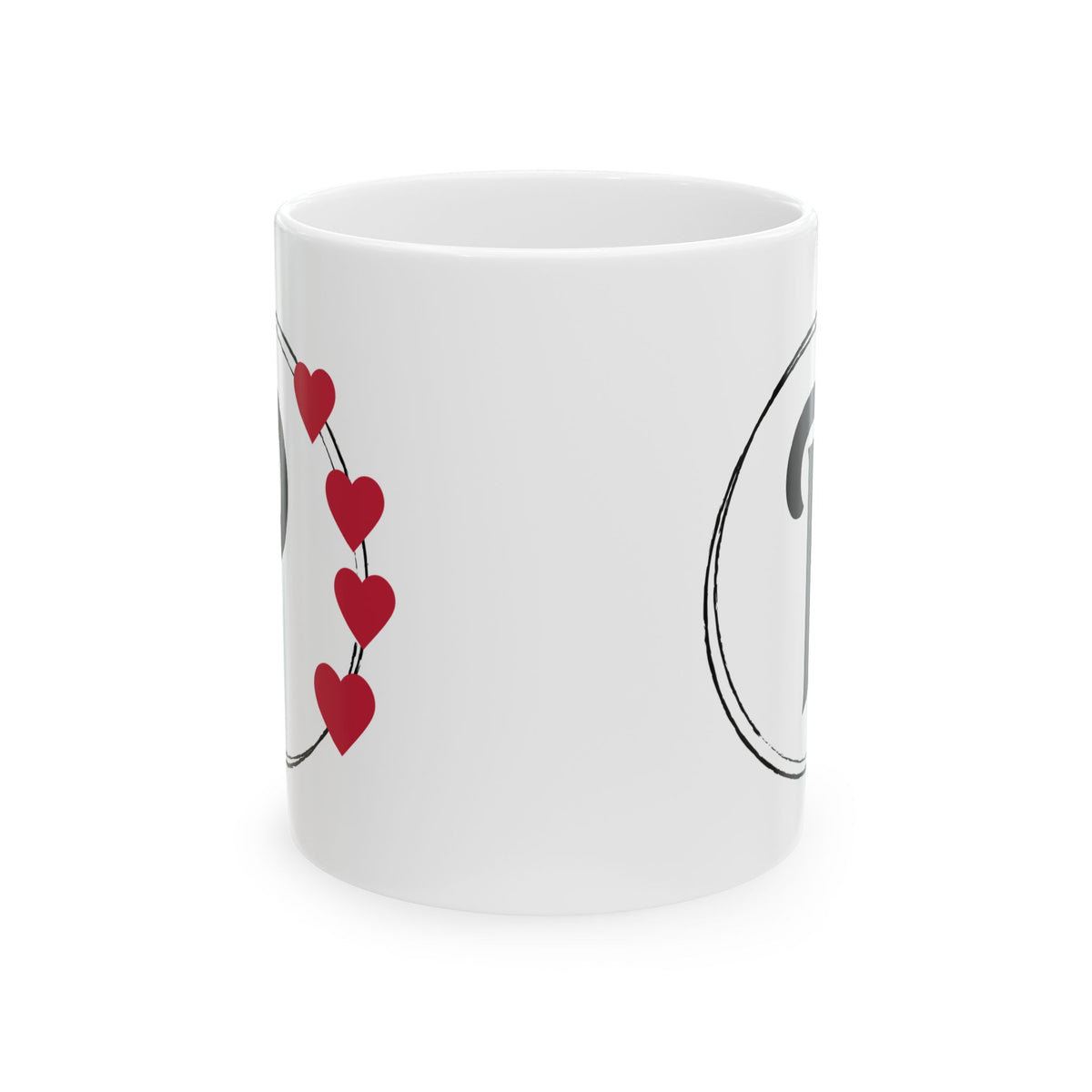 Letter "P" Monogram Heart Design Coffee Mug