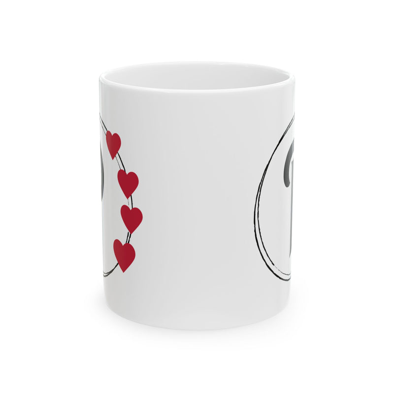 Letter "P" Monogram Heart Design Coffee Mug