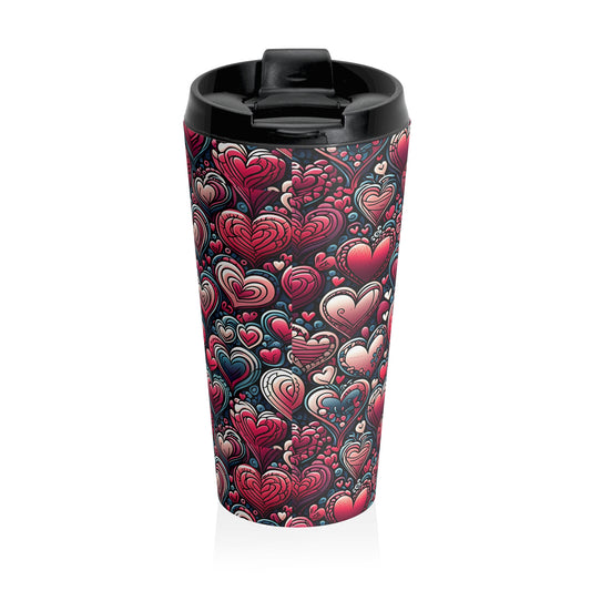 Decorative Heart Pattern - Stainless Steel Travel Mug
