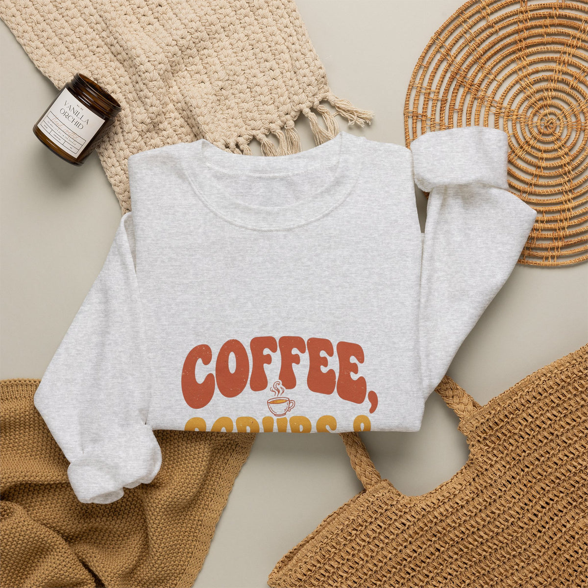 Coffee Scrubs and Rubber Gloves Sweatshirt — Funny Nurse Coffee Crewneck