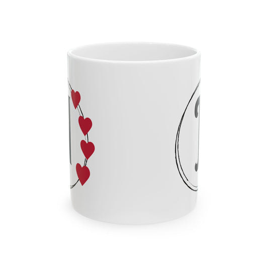 Letter "N" Monogram Heart Design Coffee Mug