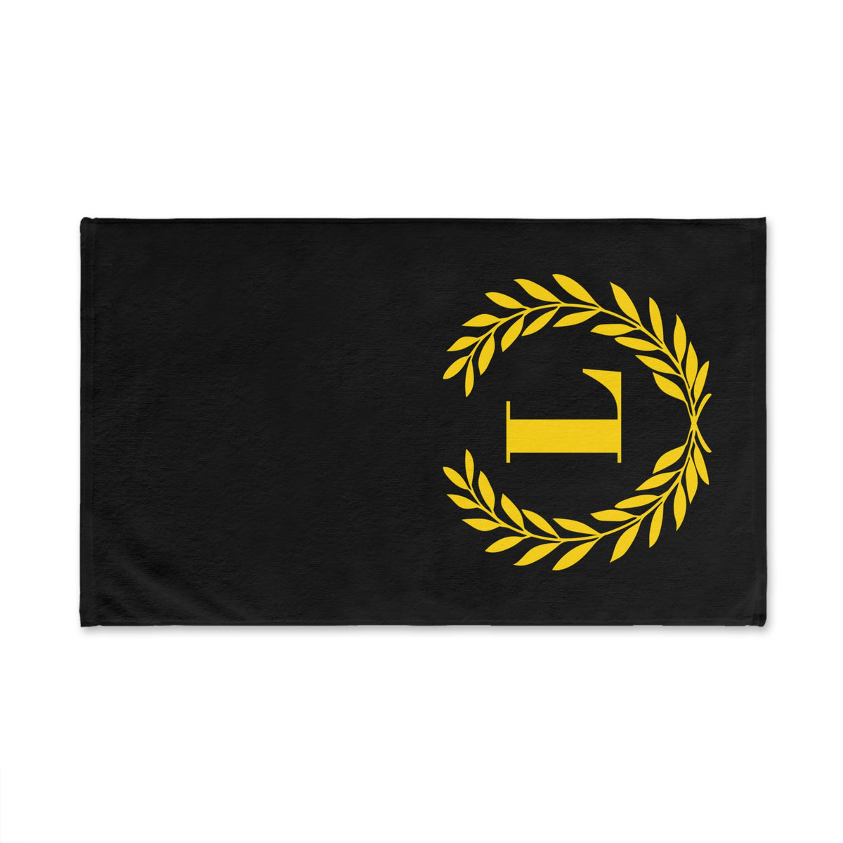 Elegant letter "L" Gold Laurel Monogram Hand Towel