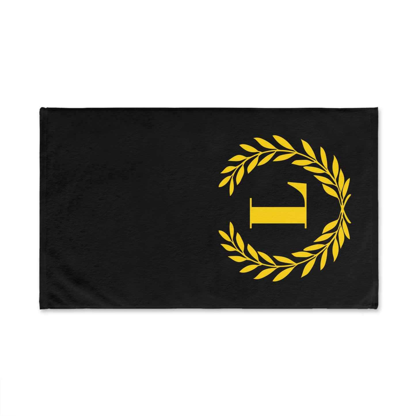 Elegant letter "L" Gold Laurel Monogram Hand Towel