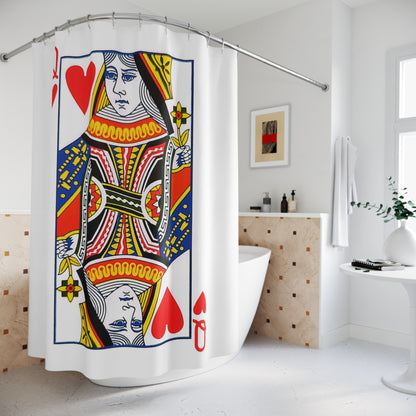 Queen of Hearts Playing Card - Shower Curtain - White