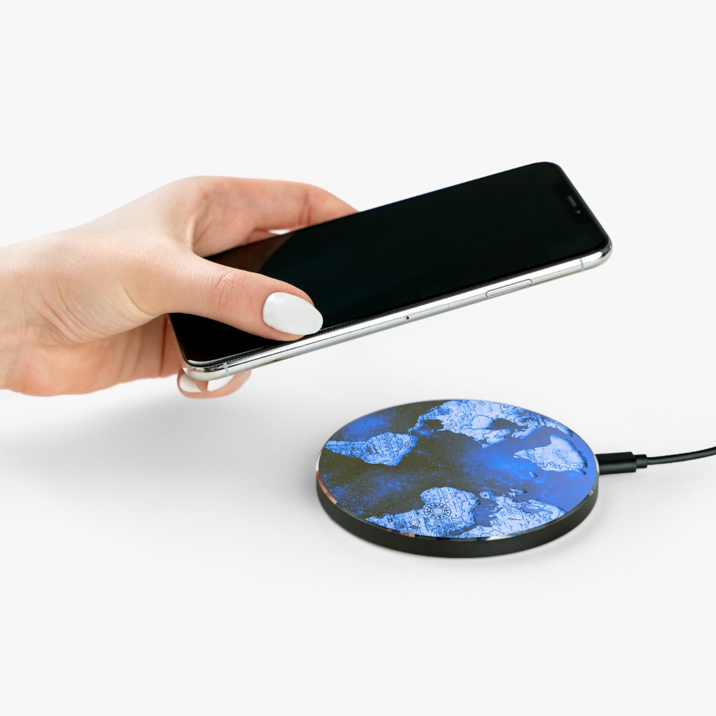 Blue World Map Wireless Charger