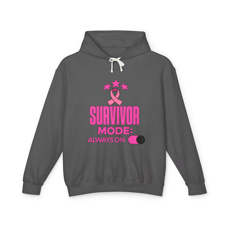 Survivor Mode: Always On - Breast Cancer Survivor Lightweight Hooded Sweatshirt