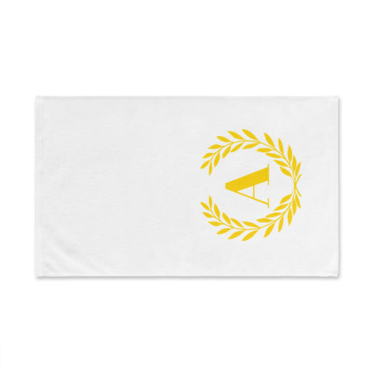 Elegant letter "A" Gold Laurel Monogram White Hand Towel