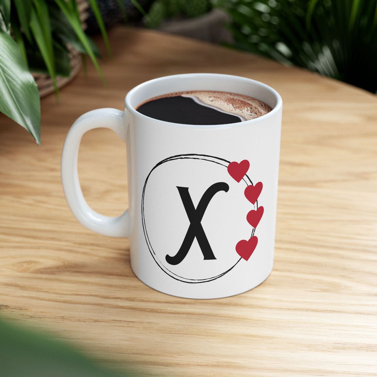 Letter "X" Monogram Heart Design Coffee Mug