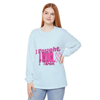 I Fought. I won. I Thrive. - Breast Cancer Survivor Long Sleeve T-Shirt