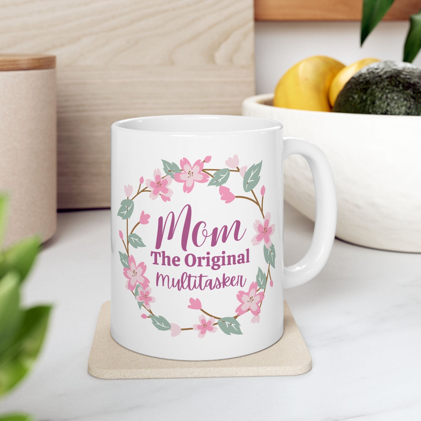 Mom, The Original Multitasker Ceramic Mug, (11oz, 15oz) - Great gift for Mom, Christmas or Mother's Day