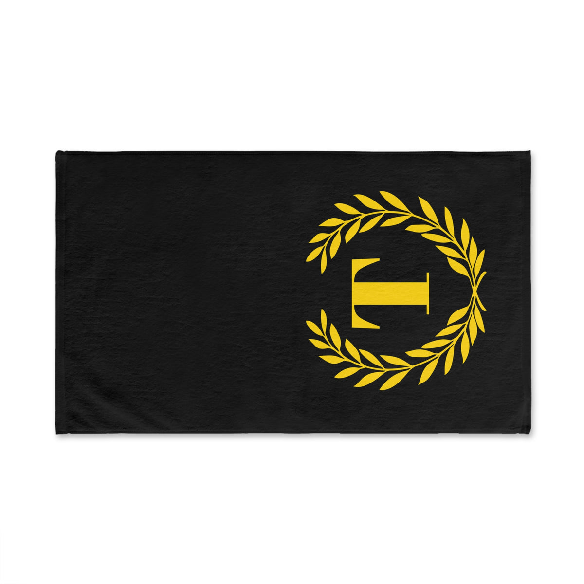 Elegant letter "T" Gold Laurel Monogram Hand Towel