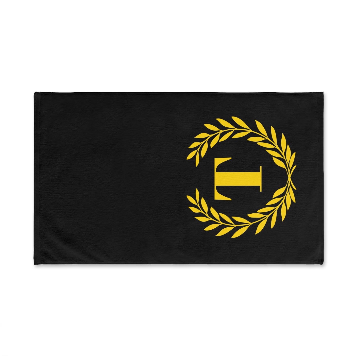 Elegant letter "T" Gold Laurel Monogram Hand Towel