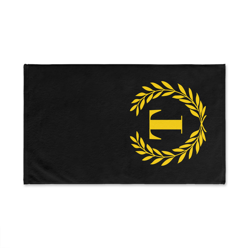 Elegant letter "T" Gold Laurel Monogram Hand Towel