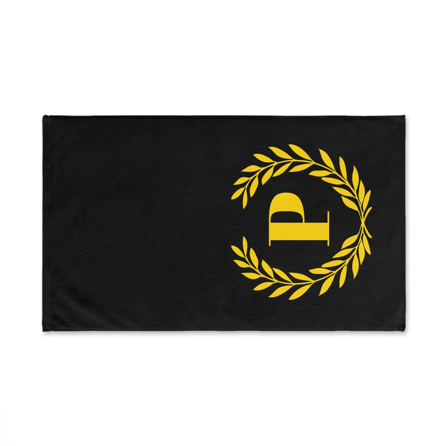 Elegant letter "P" Gold Laurel Monogram Hand Towel