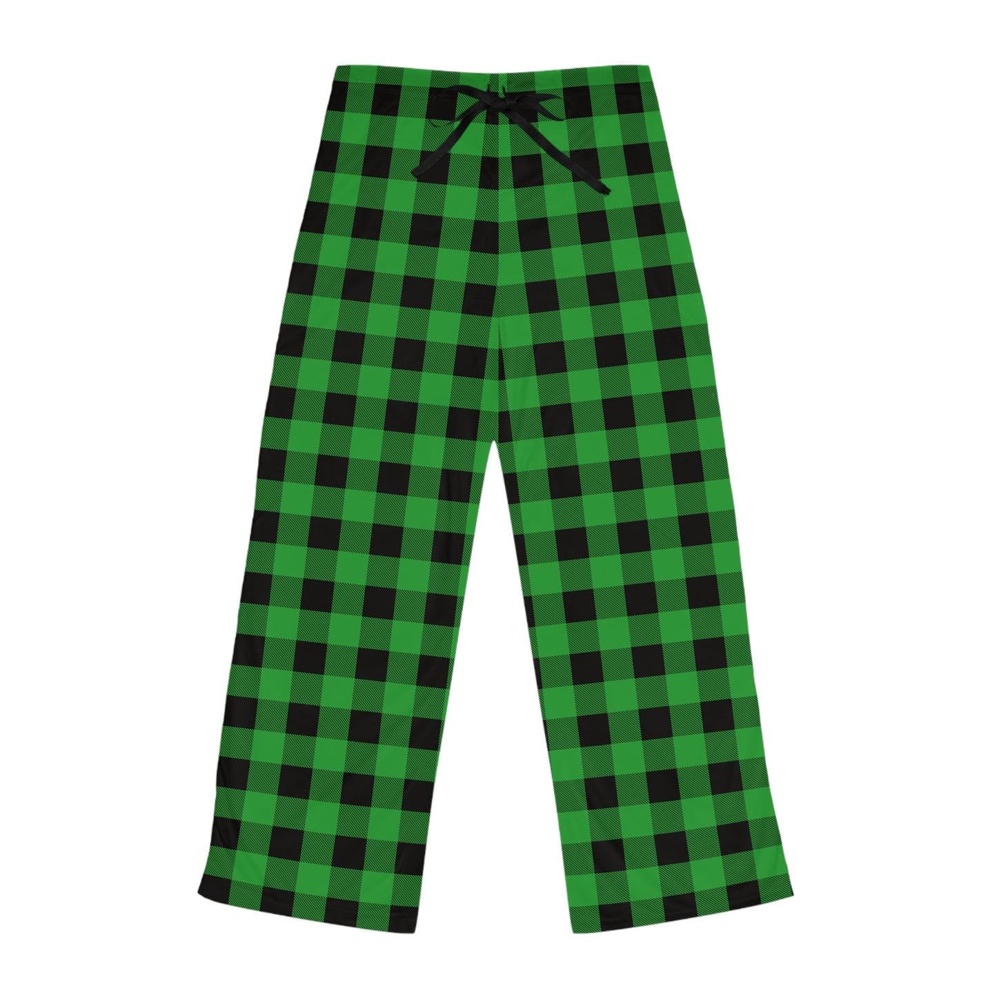 Green Plaid Checkered Pattern Women's Pajama Pants (AOP)