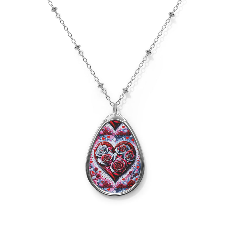 Rose Heart Oval Necklace
