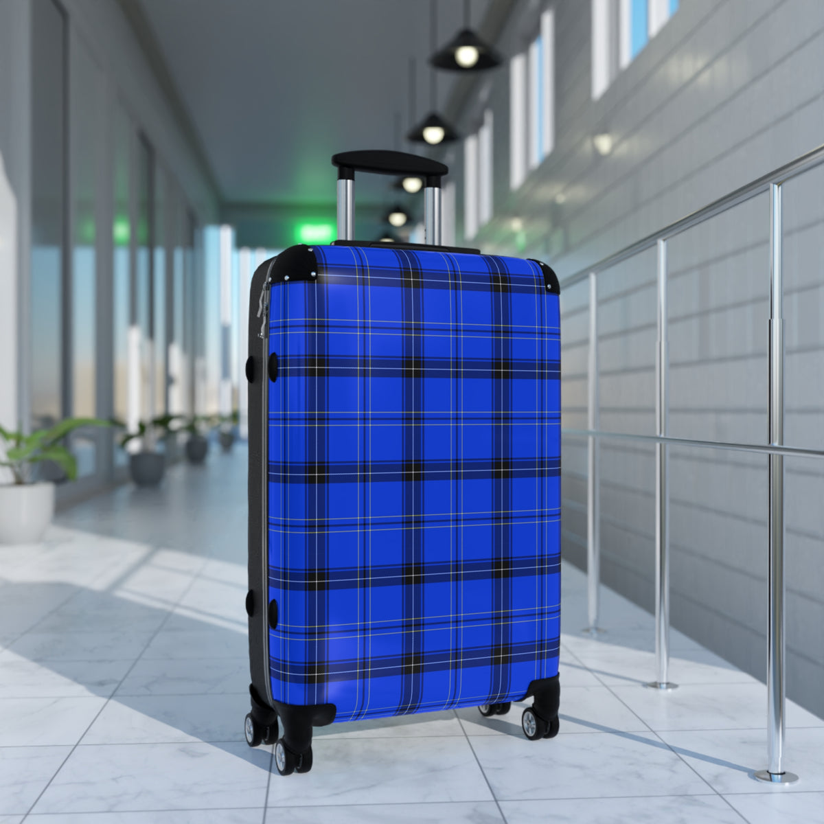 Blue Plaid Pattern Suitcase