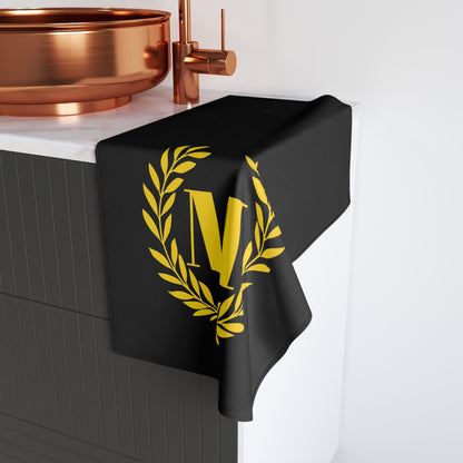 Elegant letter "M" Gold Laurel Monogram Hand Towel