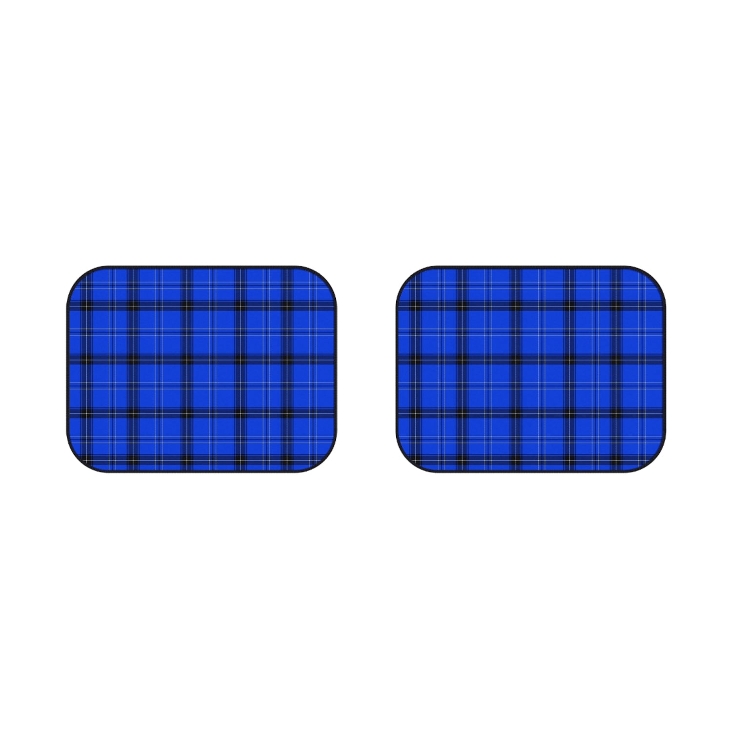 Blue Plaid Pattern Car Mats (2x Rear)