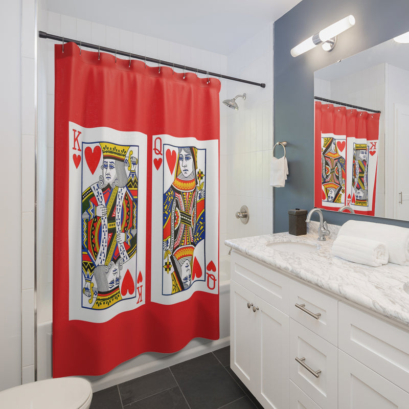 King and Queen of Hearts Playing Cards - Shower Curtain