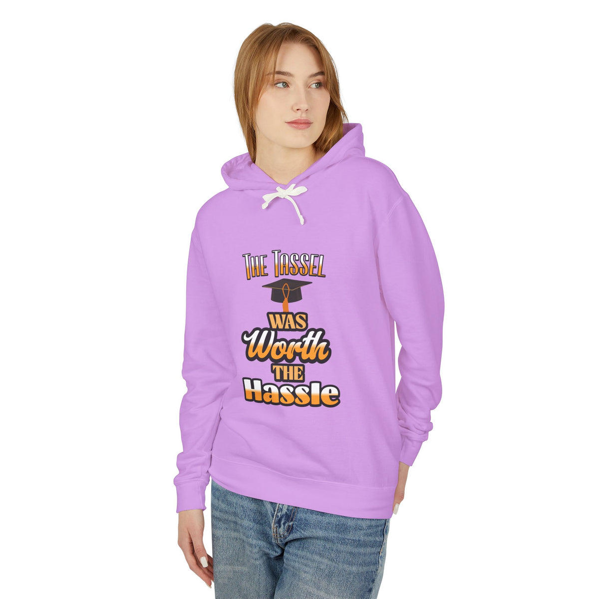The Tassel Was Worth The Hassle Unisex Lightweight Hooded Sweatshirt