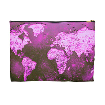 Mauve World Map Accessory Pouch