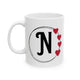Letter "N" Monogram Heart Design Coffee Mug