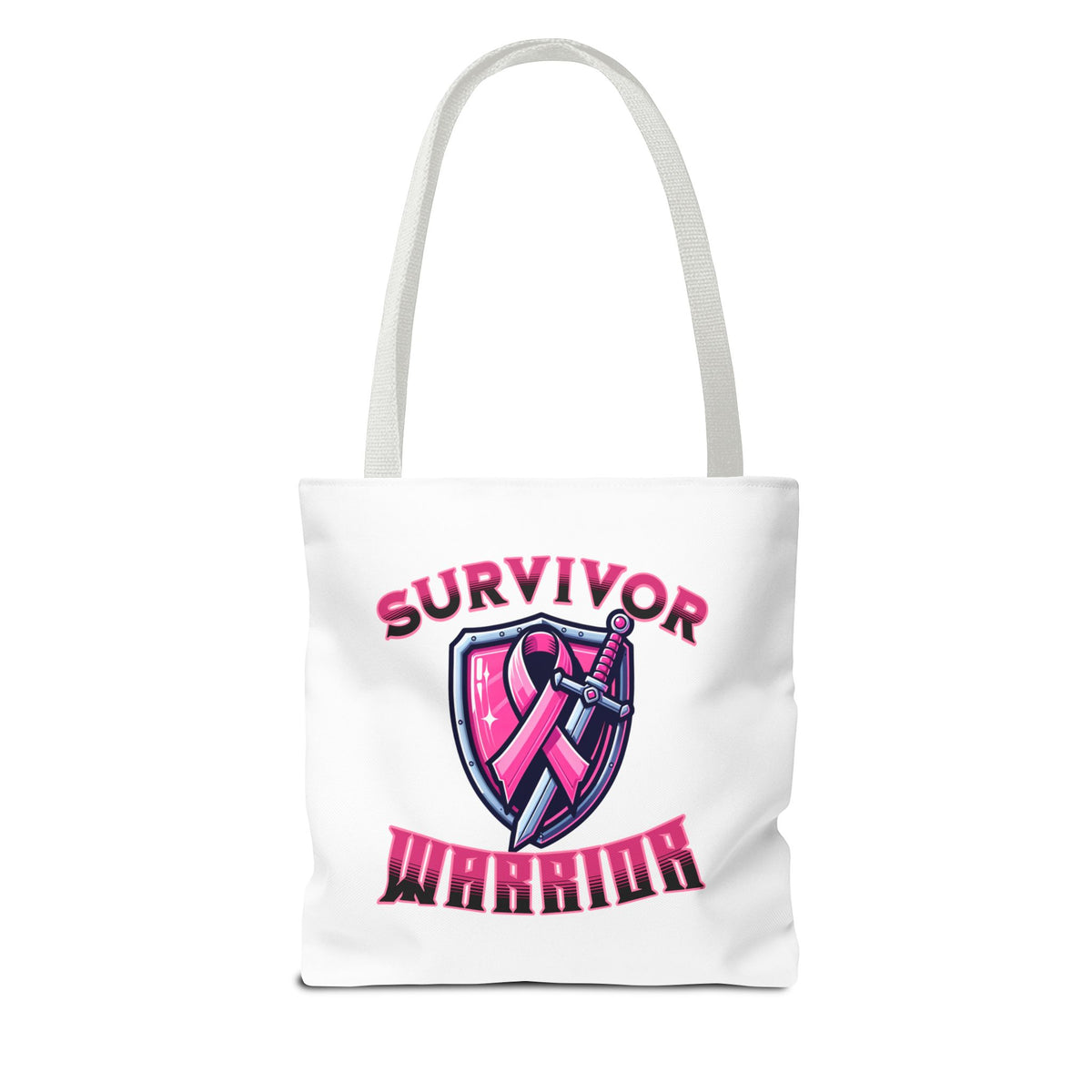 Survivor Warrior Tote Bag — Pink Ribbon Breast Cancer Awareness Tote
