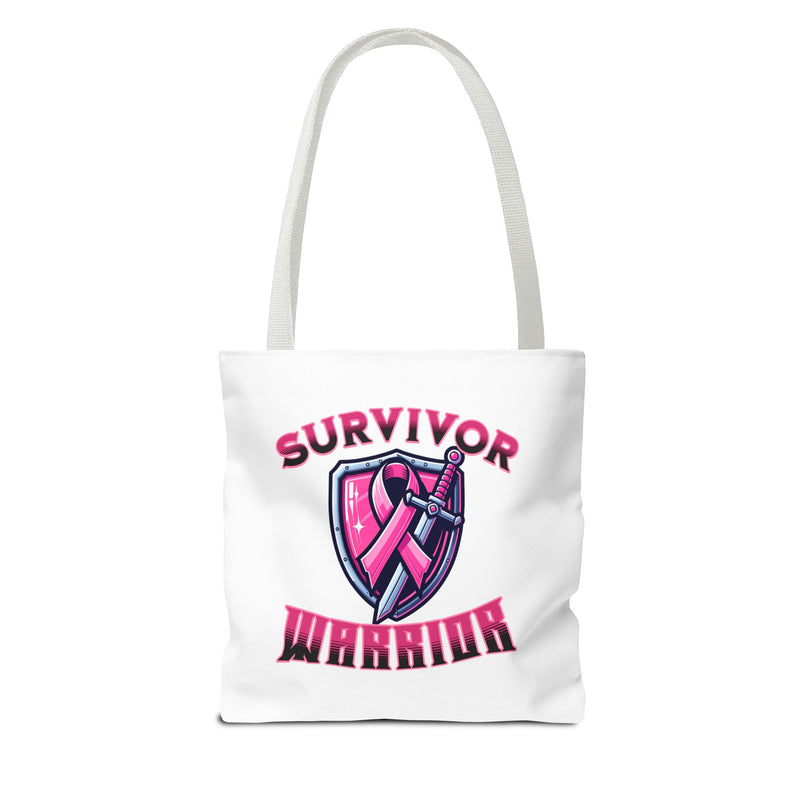 Survivor Warrior Tote Bag — Pink Ribbon Breast Cancer Awareness Tote