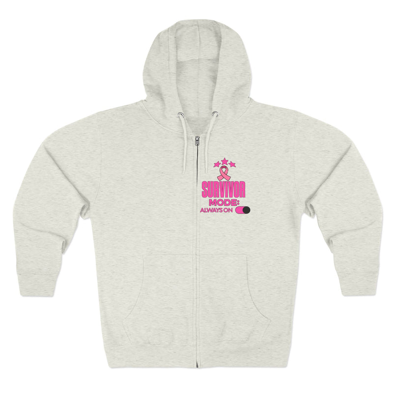 Survivor Mode: Always On - Breast Cancer Survivor Zip Hoodie