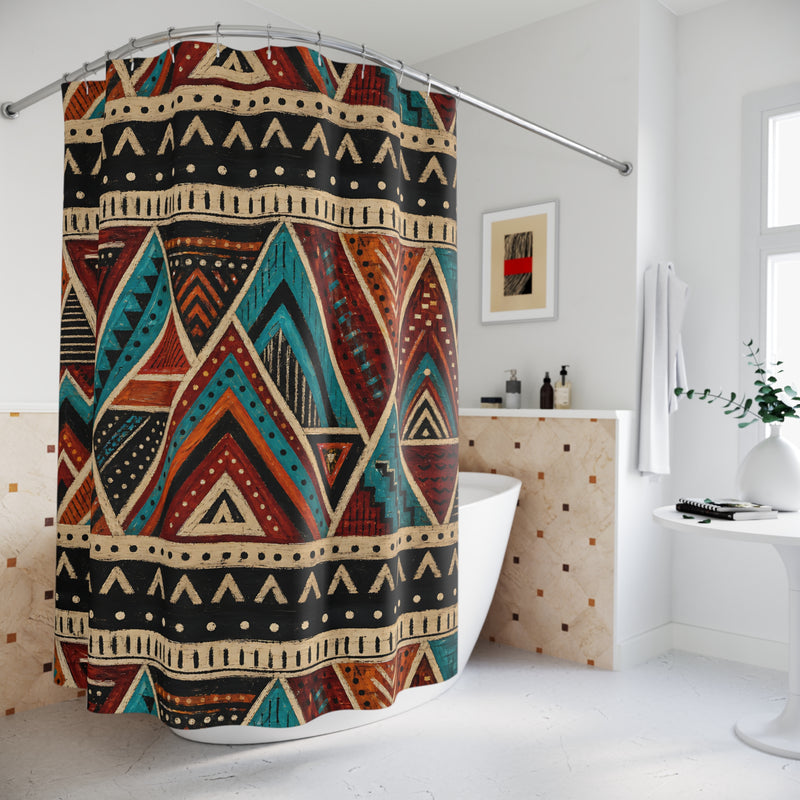 Abstract Geometric Warrior Pattern Shower Curtain