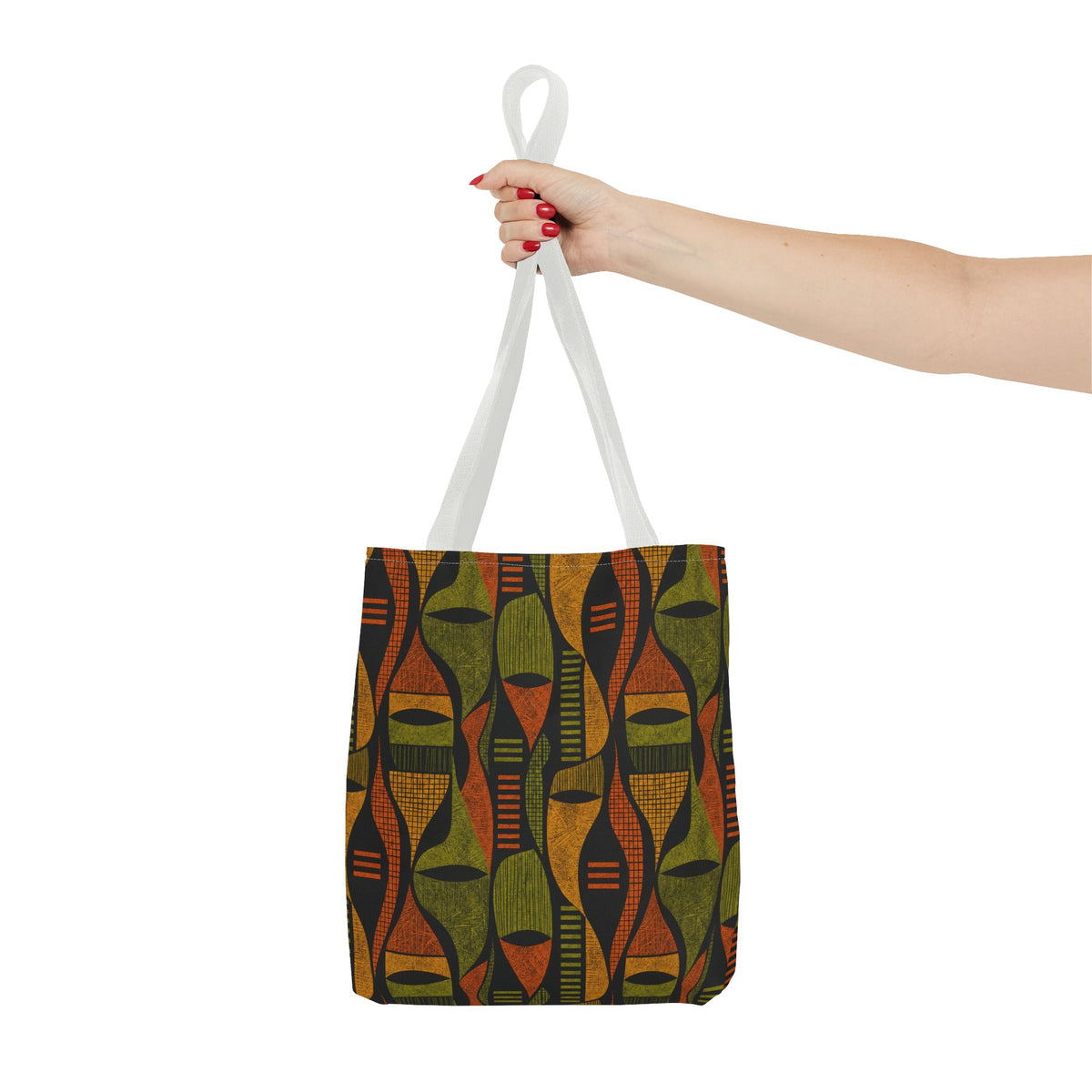 Retro Tribal Pattern Tote Bag – Earthy Boho All-Over Print Tote