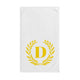 Elegant letter "D" Gold Laurel Monogram White Hand Towel